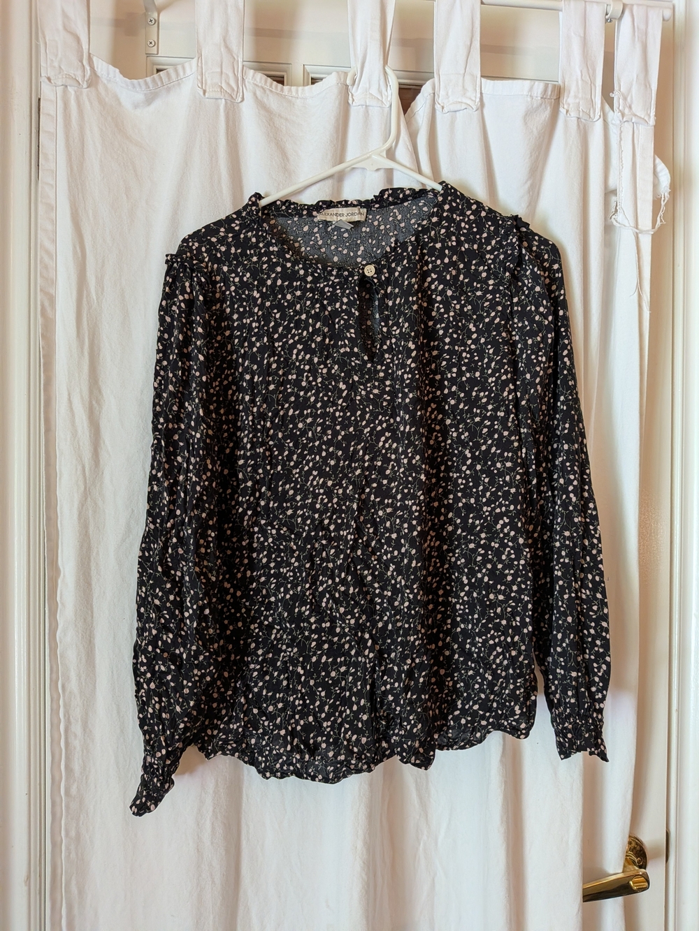 Black Floral Keyhole Blouse